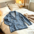 Leopard Print Button Down Pajama Set, Soft Breathable Loungewear with Contrast Piping for Sleep & Daily Relax