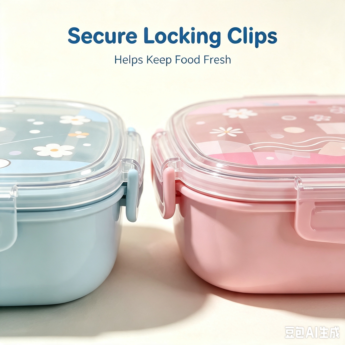 Cute Floral Large Capacity Lunch Box, Sealed Leakproof Single Compartment Food Container for School Picnic Office