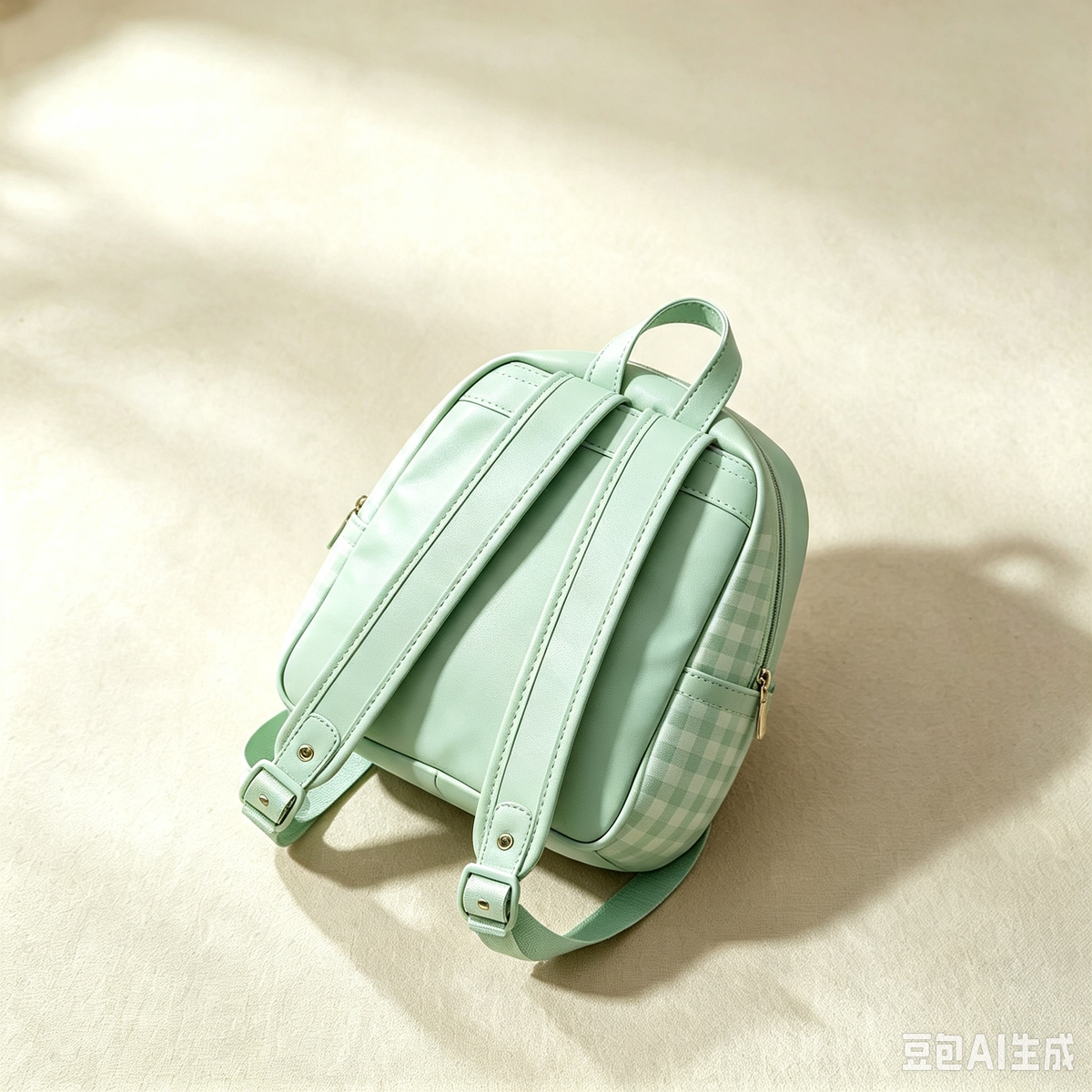 Minimalist Plaid Mini Daypack, Portable Lightweight Backpack for Shopping & Daily Outings