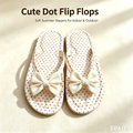 Cute Polka Dot Flip Flops with Fabric Bow, Soft Non-Slip Summer Slides for Indoor Beach Daily Wear