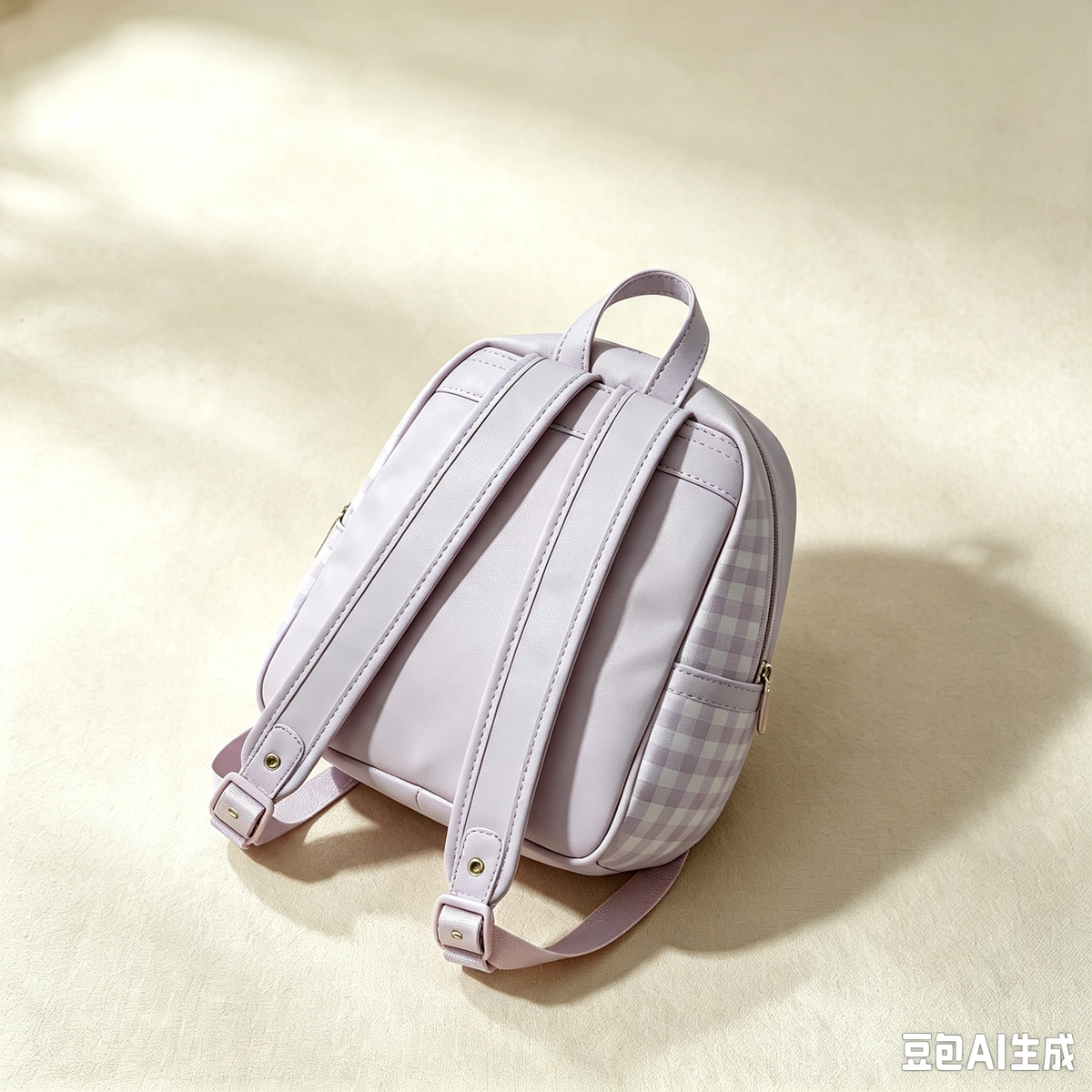 Minimalist Plaid Mini Daypack, Portable Lightweight Backpack for Shopping & Daily Outings