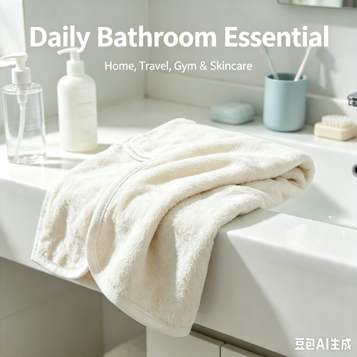 Lightweight Plush Bath Hand Towel, Quick Drying Soft Towel for Skincare Routine & Outdoor Travel