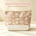 All Over Flower Print Casual Tote Handbag, Waterproof Fabric Shoulder Bag with External Zipper Pocket