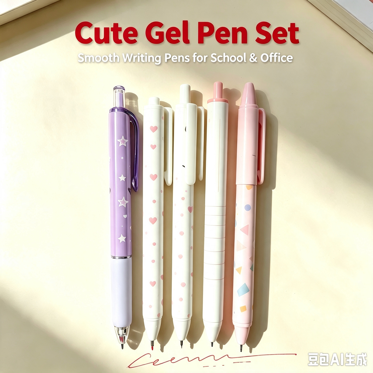 Cute Gel Pen Set, Retractable Smooth‑Writing Pens with Decorative Printed Barrels for School, Office and Planner Notes