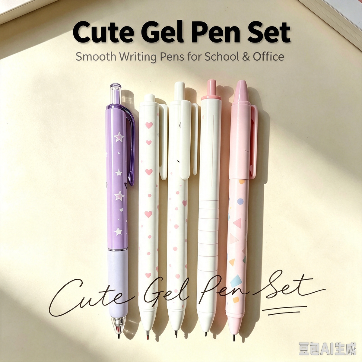 Cute Gel Pen Set, Retractable Smooth‑Writing Pens with Decorative Printed Barrels for School, Office and Planner Notes