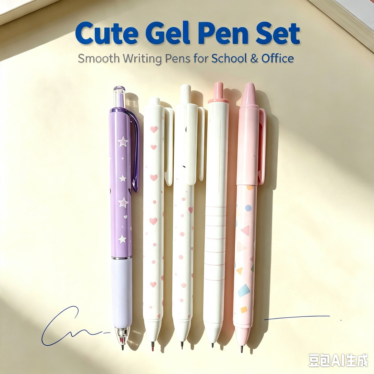 Cute Gel Pen Set, Retractable Smooth‑Writing Pens with Decorative Printed Barrels for School, Office and Planner Notes