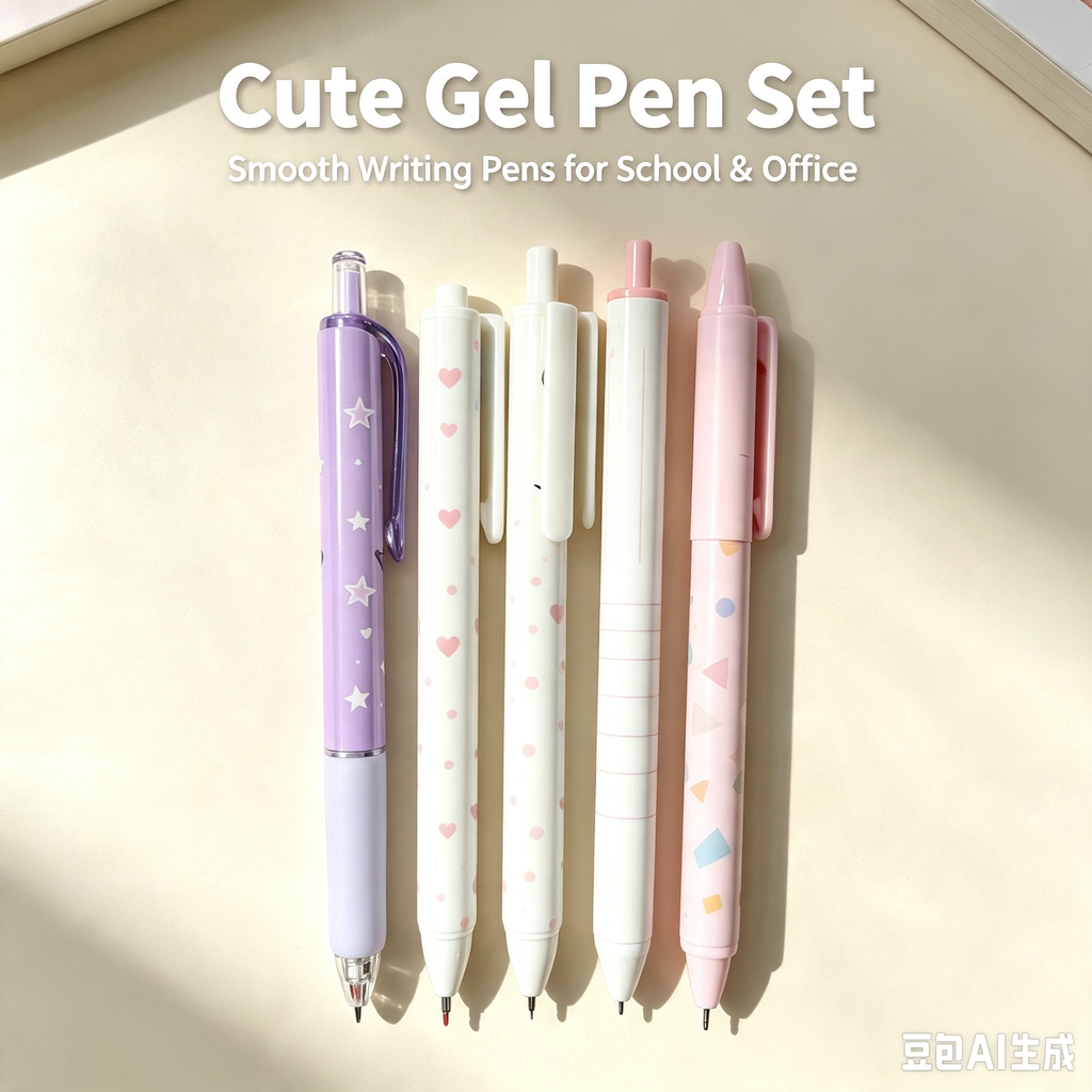 Cute Gel Pen Set, Retractable Smooth‑Writing Pens with Decorative Printed Barrels for School, Office and Planner Notes