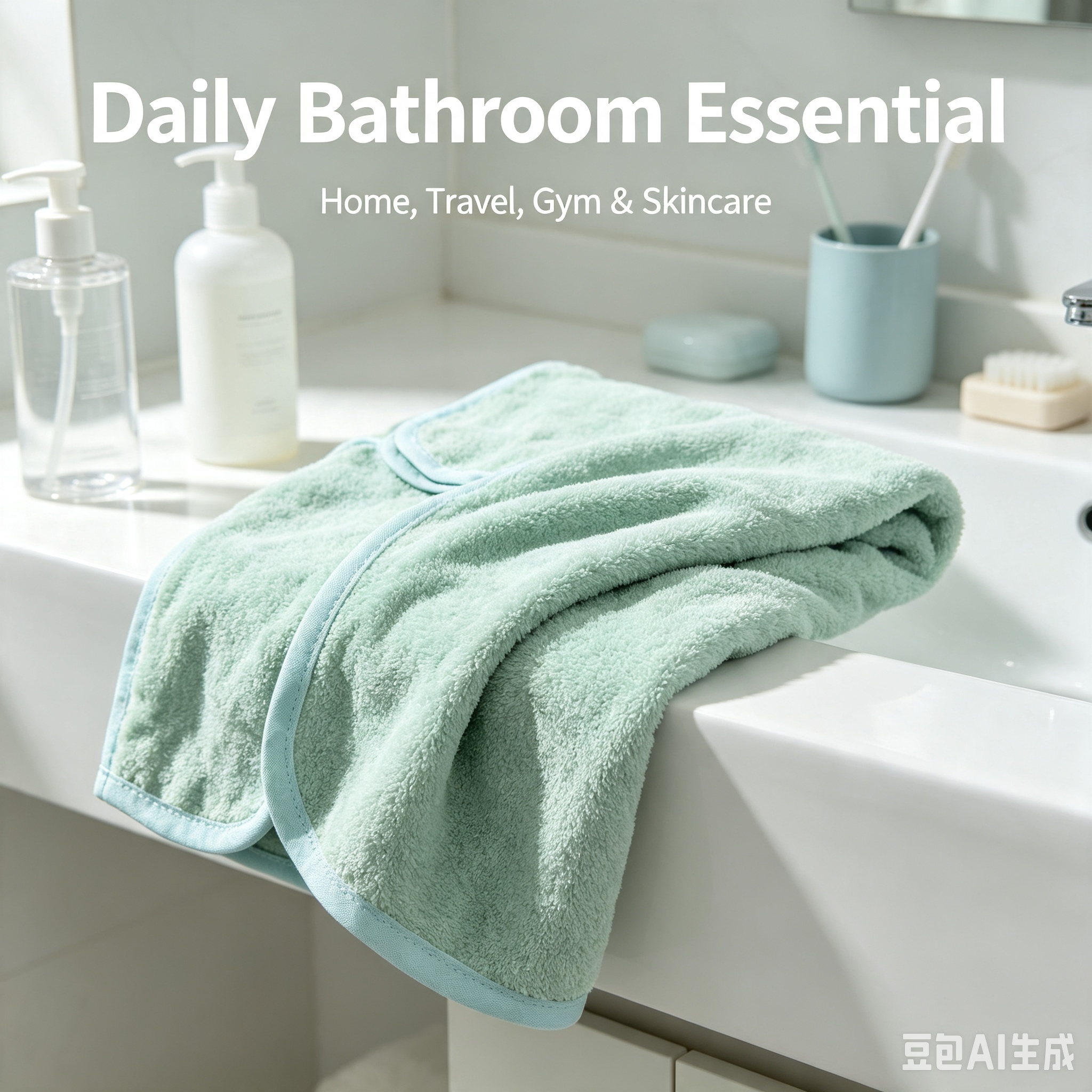 Soft Coral Fleece Face Towel, Mint Green Absorbent Quick Dry Towel for Bathroom, Skincare, Travel and Gym