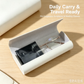 Hard Shell Eyeglasses Case, White Protective Glasses Storage Box with Microfiber Cleaning Cloth for Daily Use and Travel